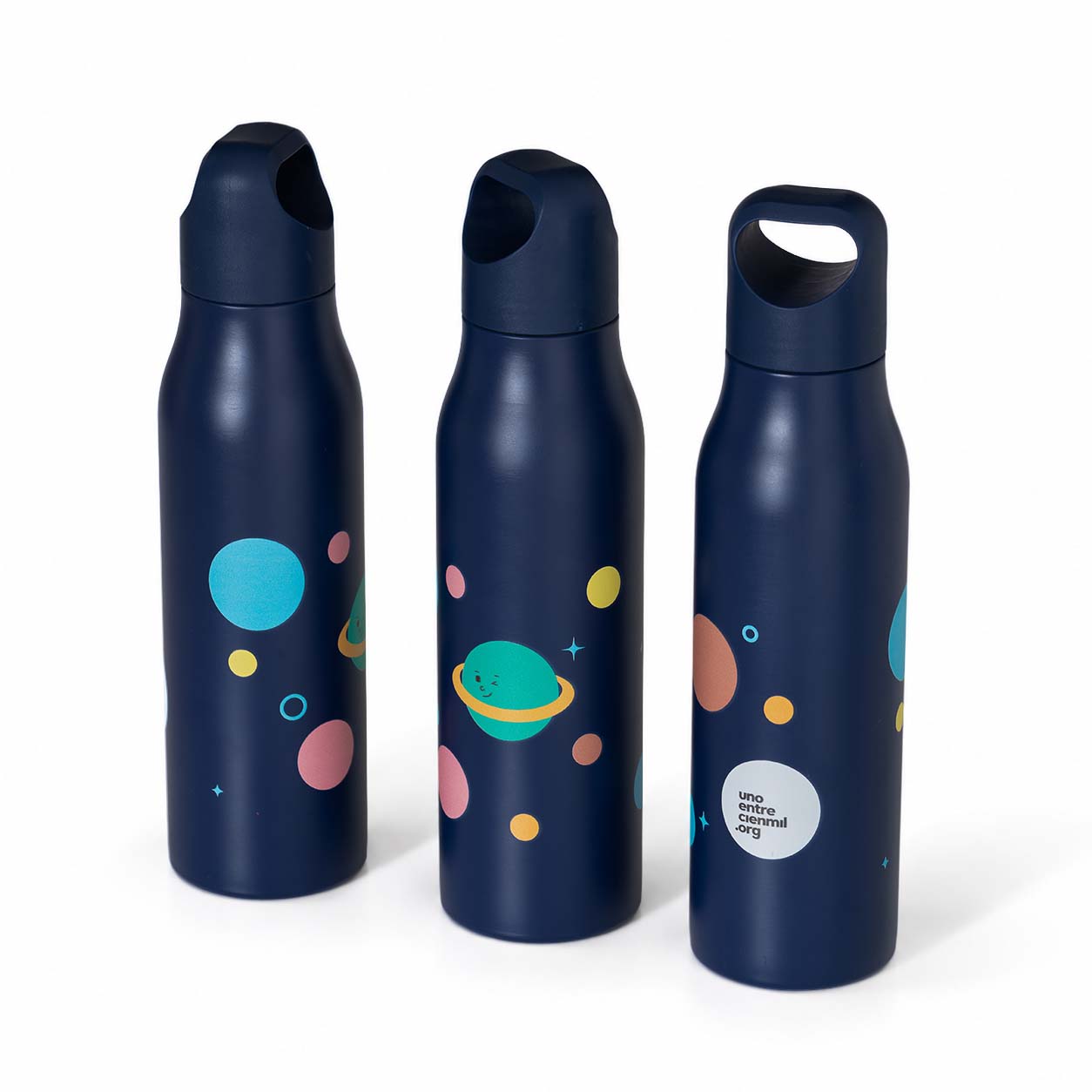 Botella solidaria planetas de Unoentrecienmil